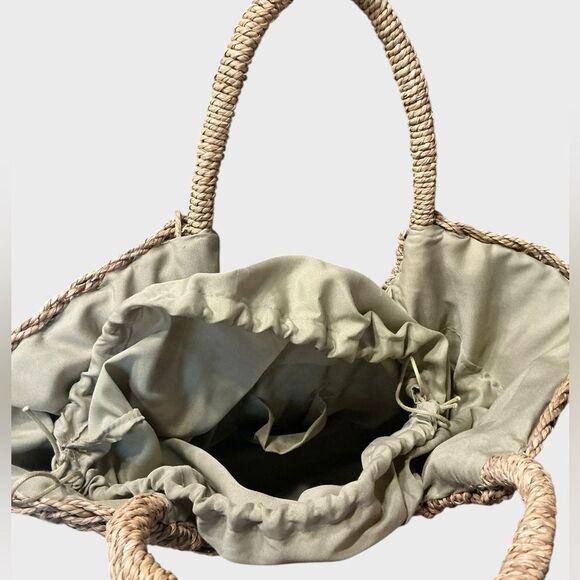 Wicker Tote Mesh Bag Purse Summer Beach Vacation Cruise - Picture 8 of 9